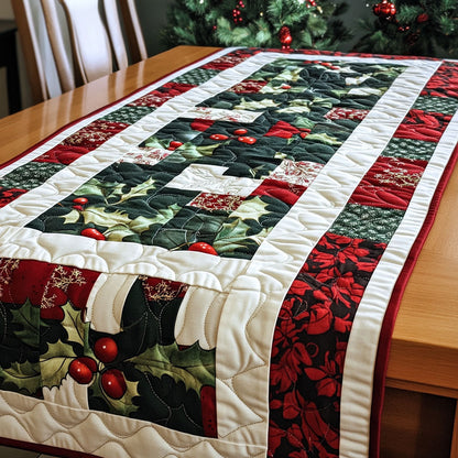 Holly Charm Quilted Table Runner NCU0PT1826