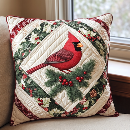 Holly Jolly Cardinal Quilted Pillow Case NCU0VH078