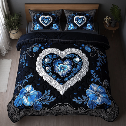 Homestead Hearts 3-Piece Quilted Bedding Set NCU0DK3122