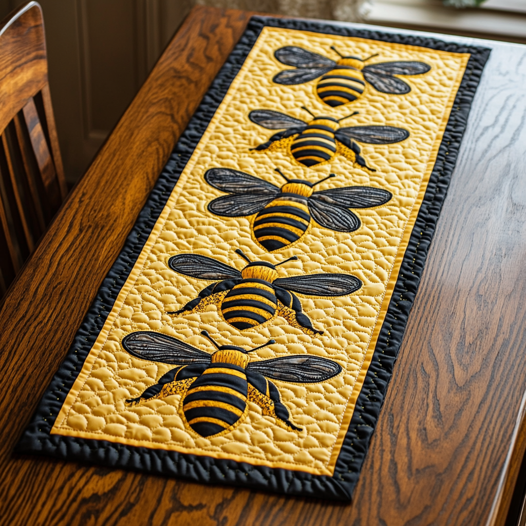 Honeybee Haven Quilted Table Runner NCU0DK1200