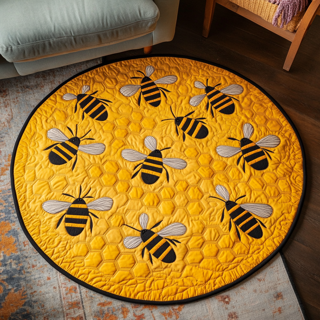 Honeycomb Haven Quilted Round Mat NCU0DK1207