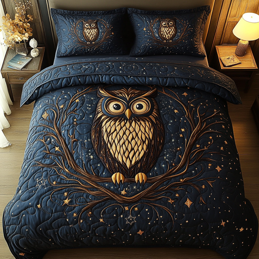 Hoot Haven 3-Piece Quilted Bedding Set NCU0DK3470