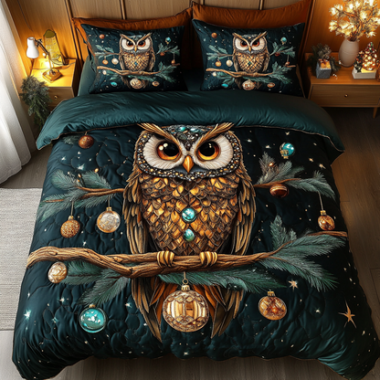 Hooting Holidays 3-Piece Quilted Bedding Set NCU0DK2832