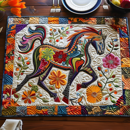 Horse Floral Stroll Quilted Placemat NCU0DV349