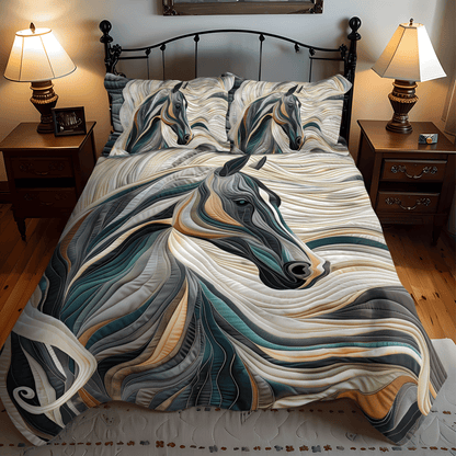 Horse Grace 3-Piece Quilted Bedding Set NCU0DV314