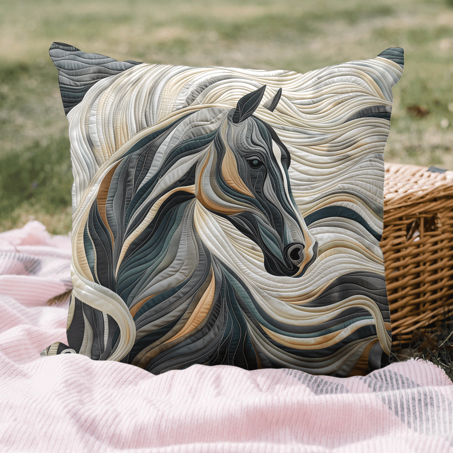 Horse Grace Quilted Pillow Case NCU0DV384