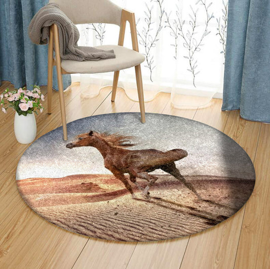 Horse CLA070824 Round Area Rug