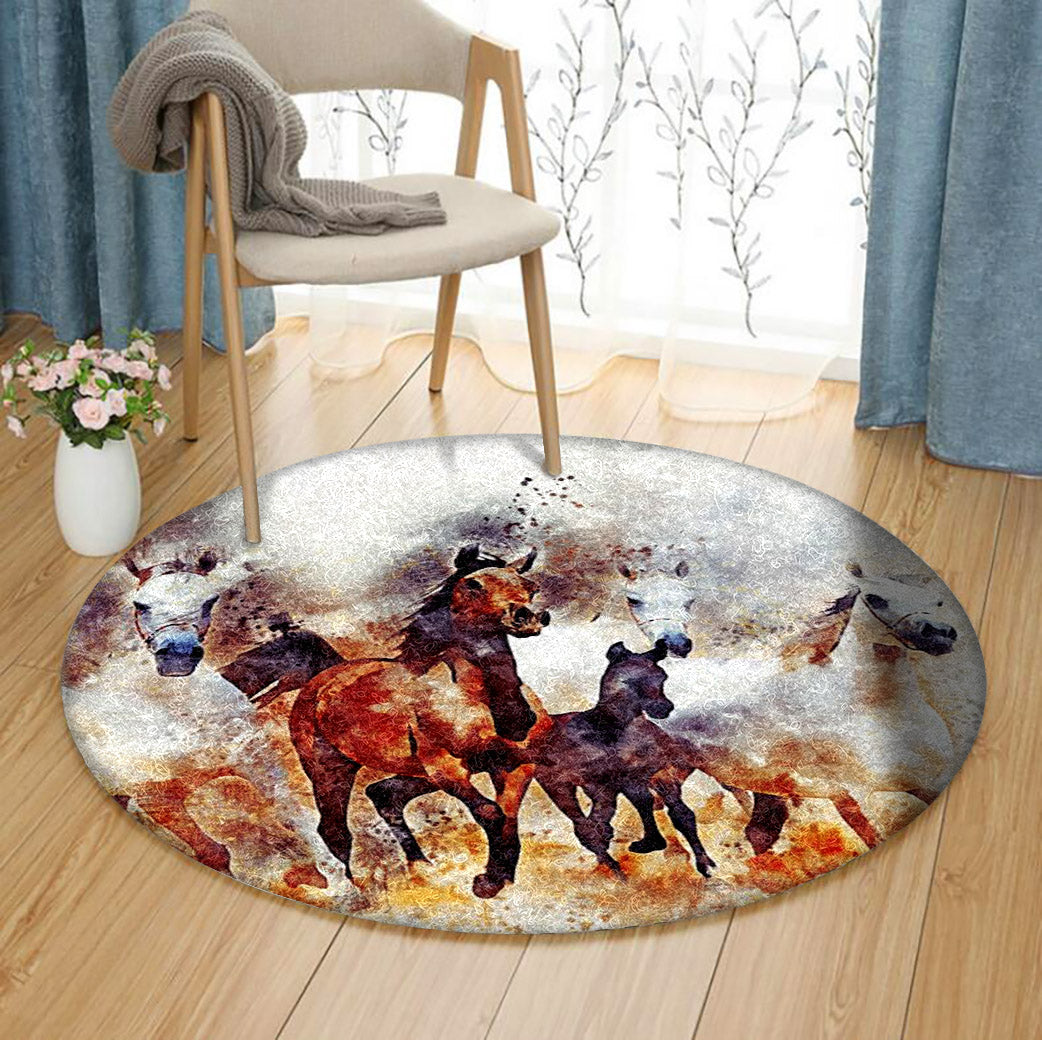 Horse CLA070825 Round Area Rug