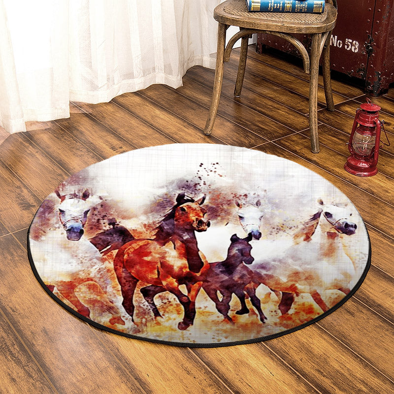 Horse CLA070825 Round Area Rug