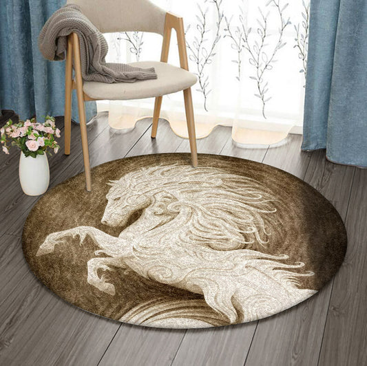 Horse DD2609057RR Round Area Rug