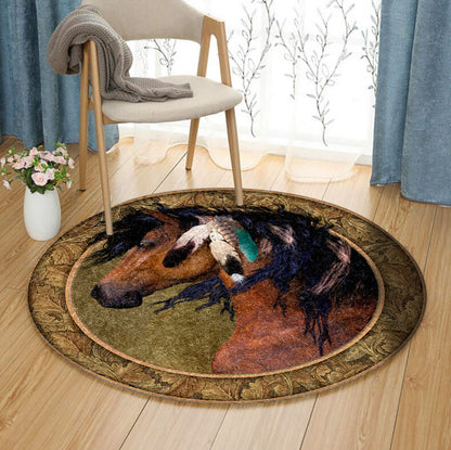 Horse HM030930TM Round Area Rug