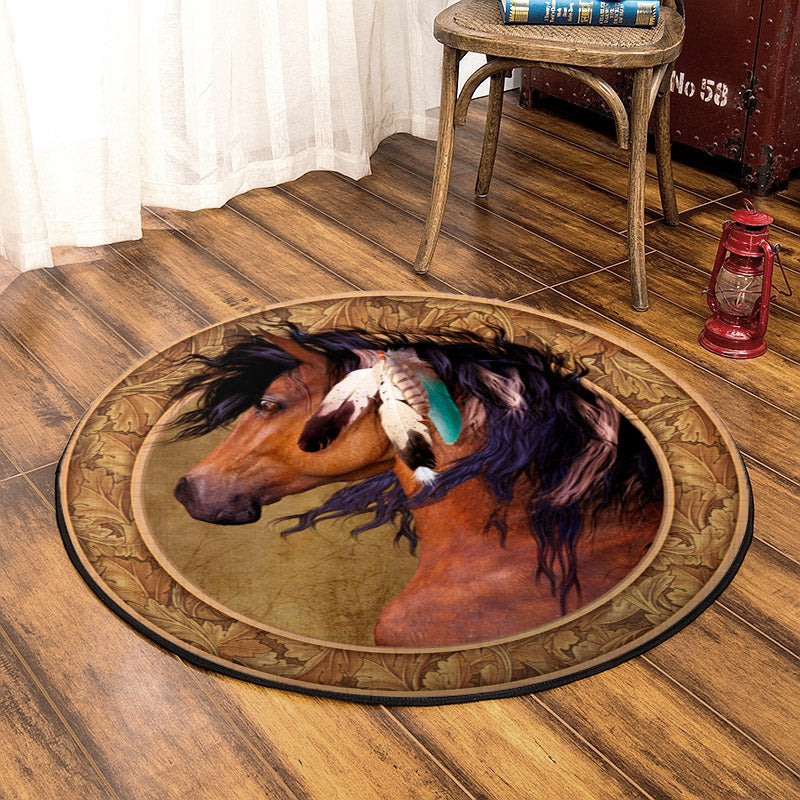 Horse HM030930TM Round Area Rug