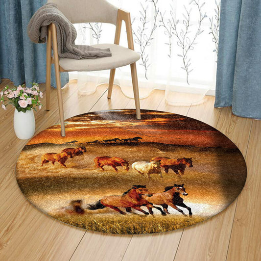 Horse HM1611040TM Round Area Rug