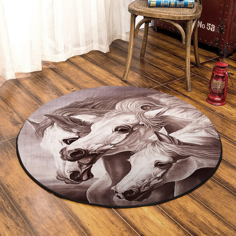 Horse TT140814TM Round Area Rug