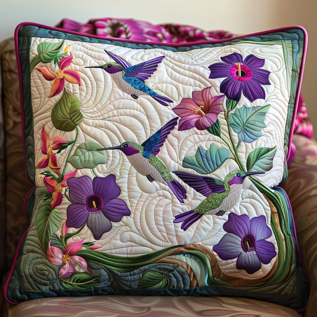 Hummingbird Harmony Quilted Pillow Case NCU0PT106