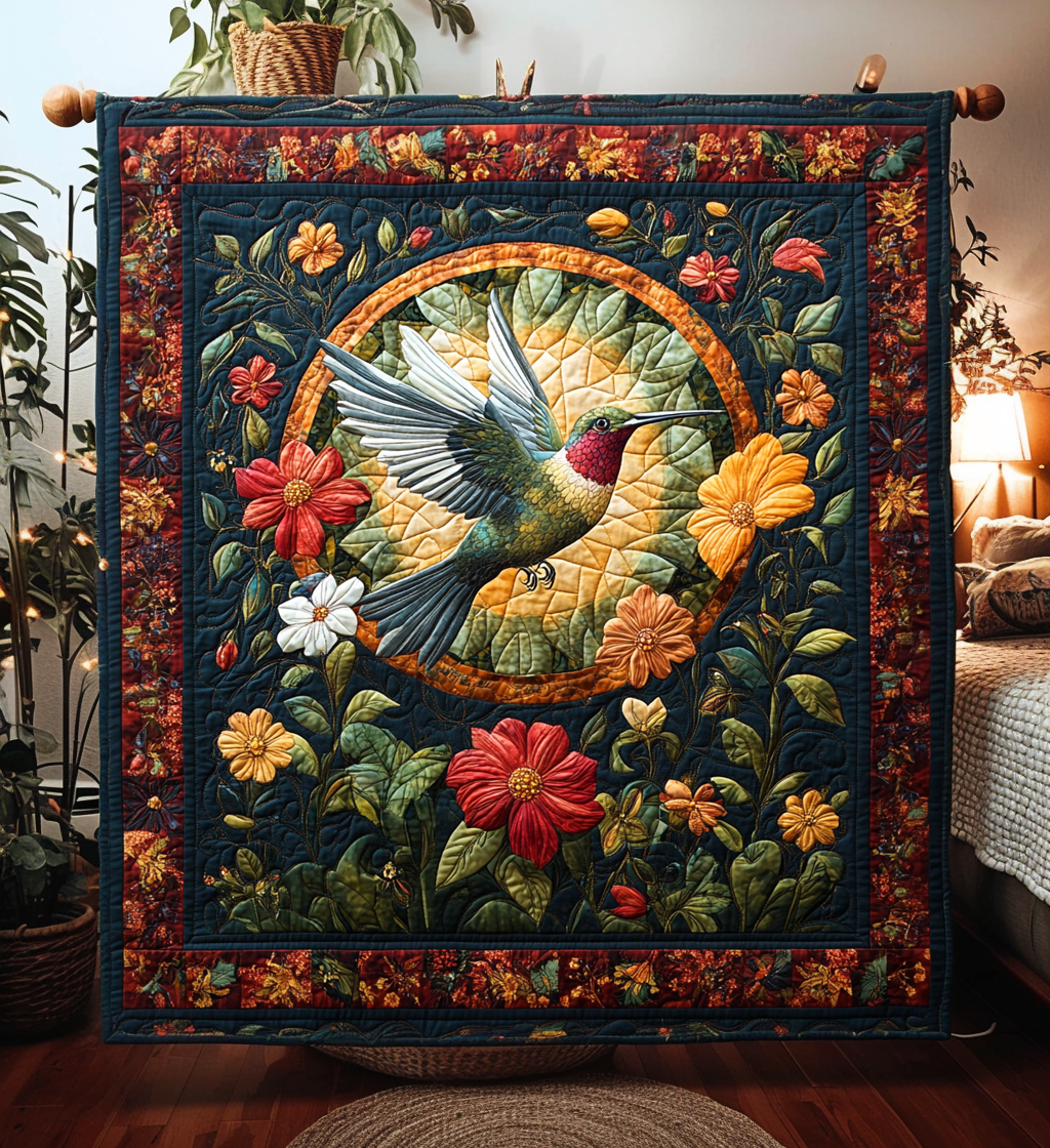 Hummingbird Paradise Quilted Blanket NCU0DV1275