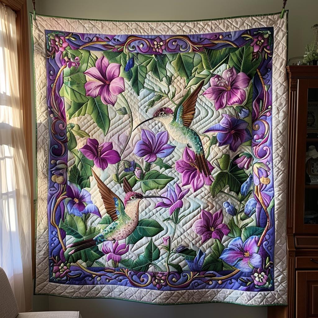 Hummingbird Paradise Quilted Blanket NCU0PT016