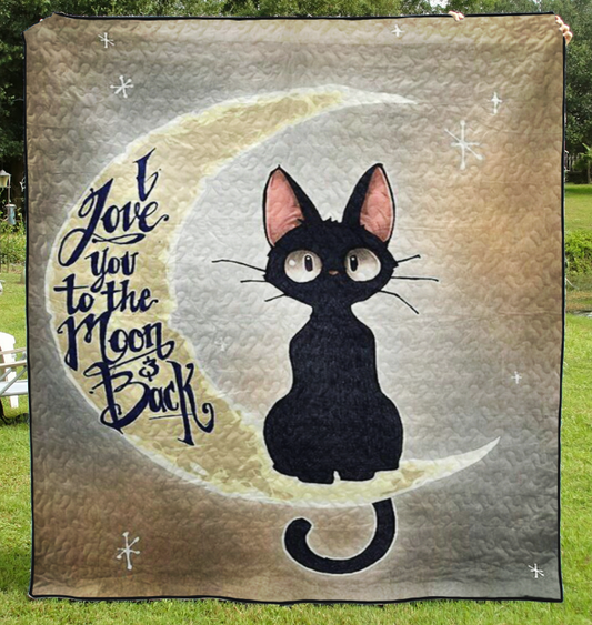 I Love You To The Moon And Back Cat BT080991BL Quilt Blanket