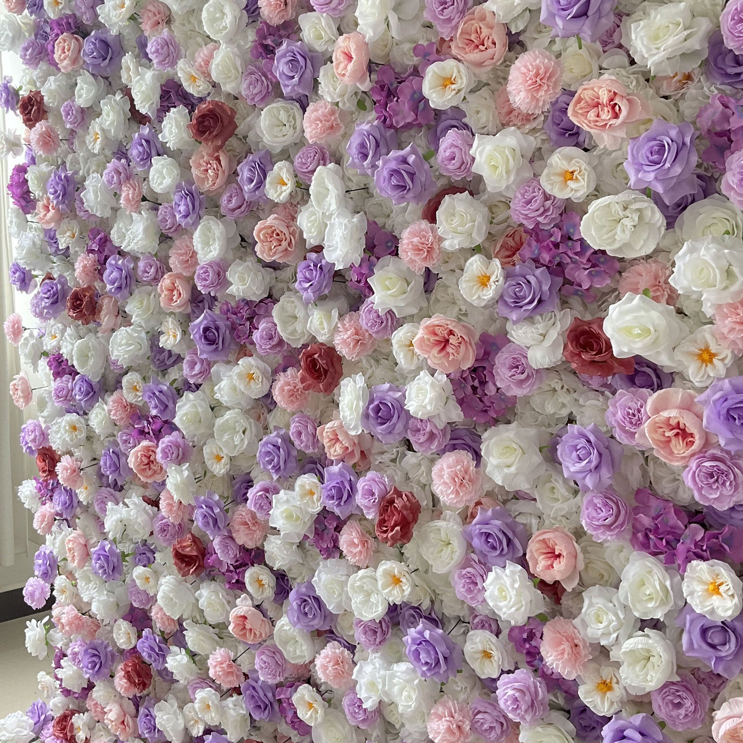 Roll Up Fabric Artificial Flower Wall Wedding Backdrop, Floral Party Decor, Event Photography-VF-376