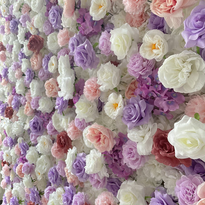 Roll Up Fabric Artificial Flower Wall Wedding Backdrop, Floral Party Decor, Event Photography-VF-376