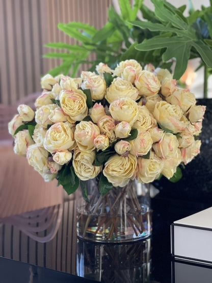 English Roses in Clear Glass Cylinder