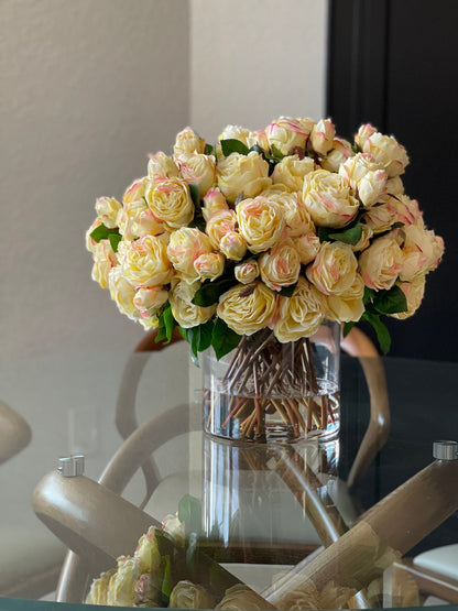 English Roses in Clear Glass Cylinder