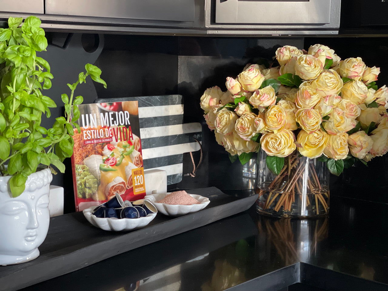 English Roses in Clear Glass Cylinder