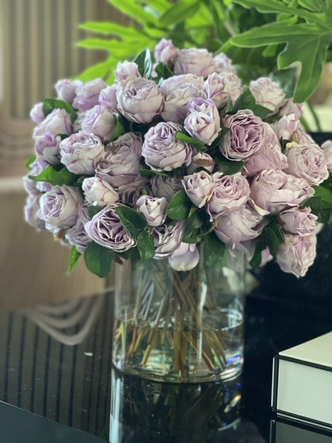 English Roses in Clear Glass Cylinder