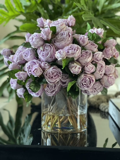 English Roses in Clear Glass Cylinder