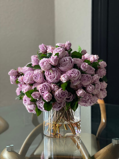 English Roses in Clear Glass Cylinder