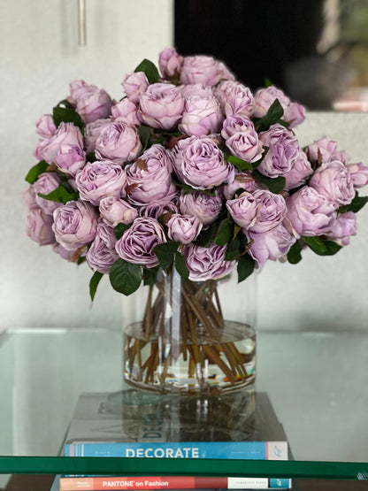 English Roses in Clear Glass Cylinder