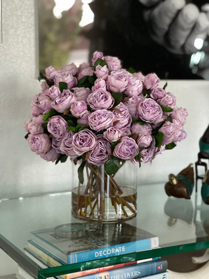 English Roses in Clear Glass Cylinder