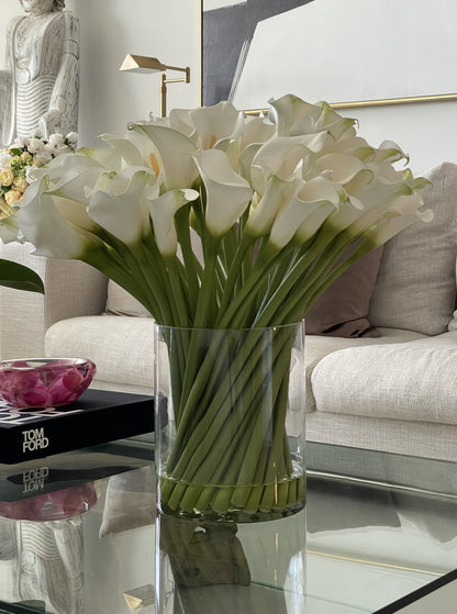 Cala Lilies in 10″ Glass Cylinder