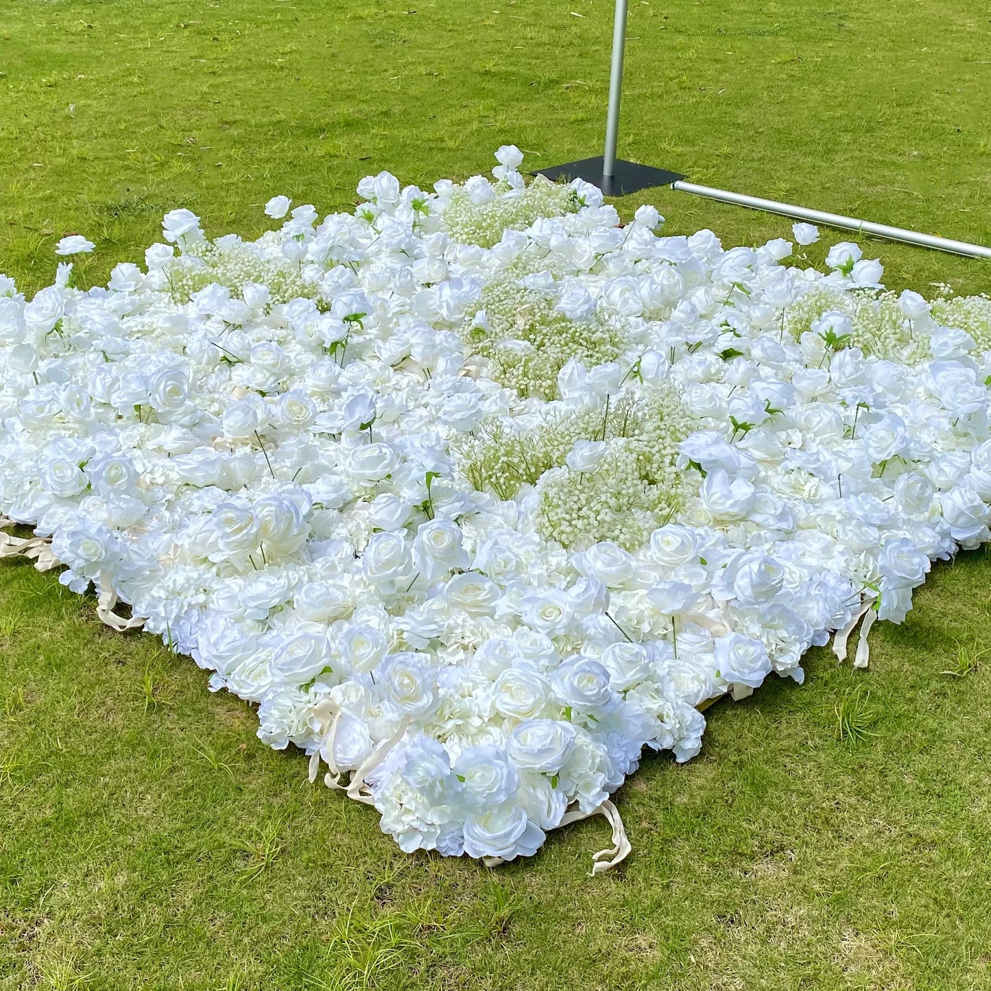 Elegant White & Green Flower Wall Backdrop - Roll-Up Fabric Wall - Bridal Party Decor - Wedding Venues Celebration Floral Wall-VF-340-2