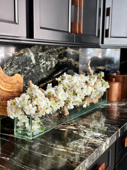 Casa Moderna Glass Planter with Cherry Blossoms