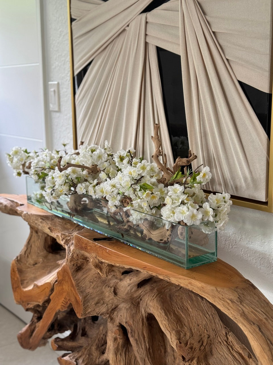 Casa Moderna Glass Planter with Cherry Blossoms