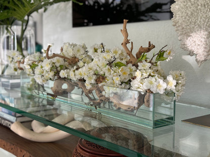 Casa Moderna Glass Planter with Cherry Blossoms