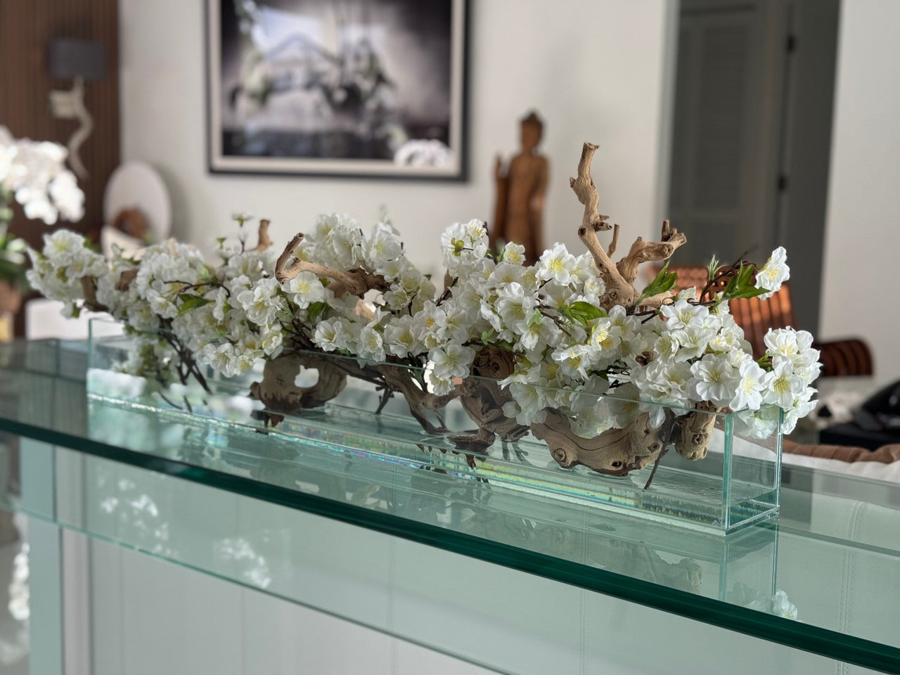 Casa Moderna Glass Planter with Cherry Blossoms