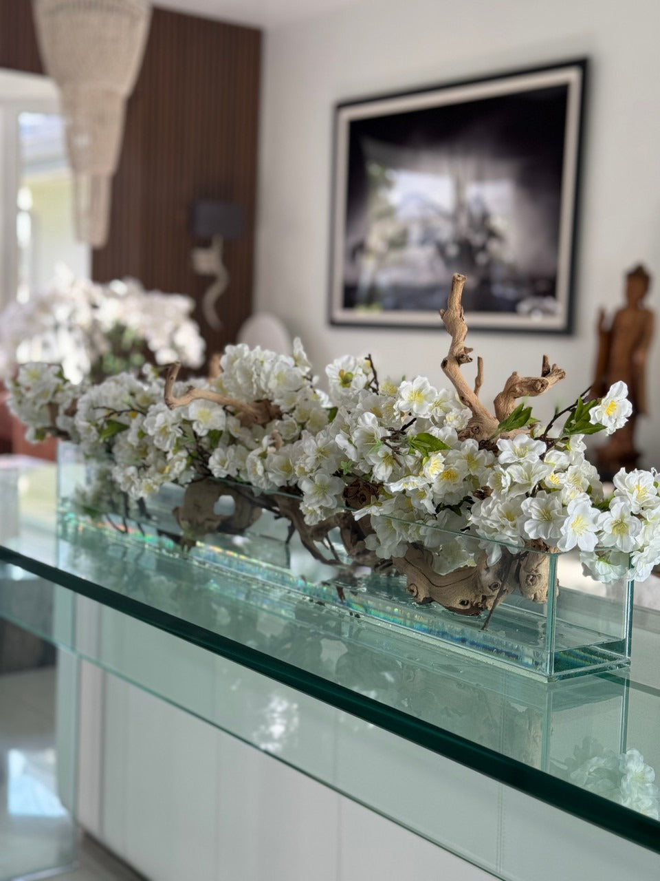 Casa Moderna Glass Planter with Cherry Blossoms