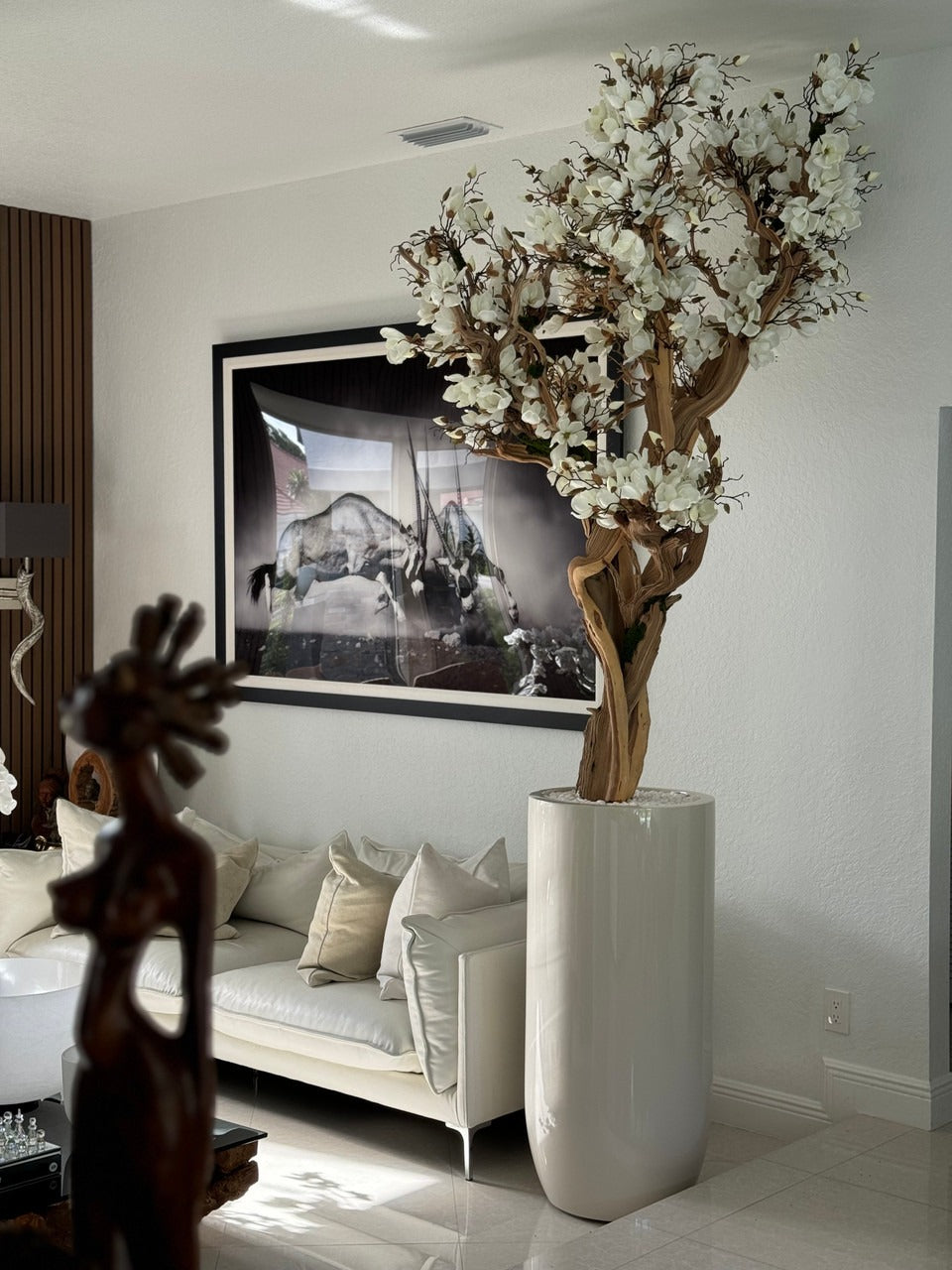 10ft White Magnolia Tree in Glossy Beige St. Tropez Planter