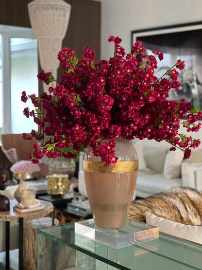 Goddess Vase with Burgundy Cherry Blossoms