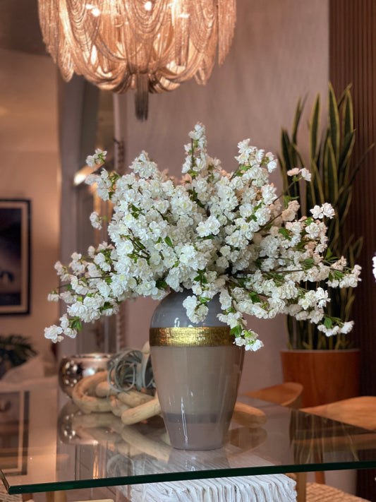 Goddess Vase with White Cherry Blossoms