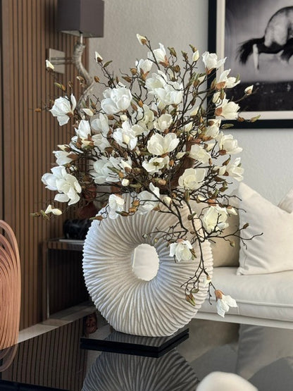 Large Eternity Vase with Magnolias and Driftwood