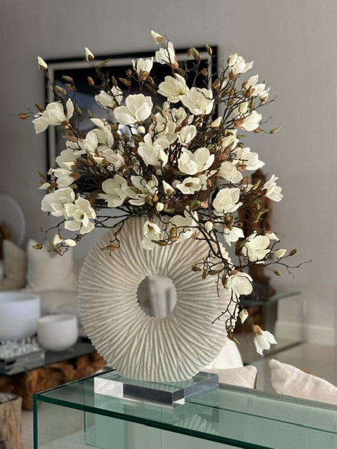 Large Eternity Vase with Magnolias and Driftwood