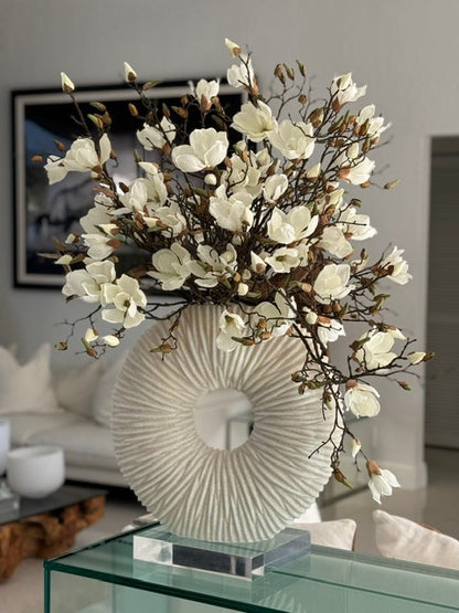 Large Eternity Vase with Magnolias and Driftwood