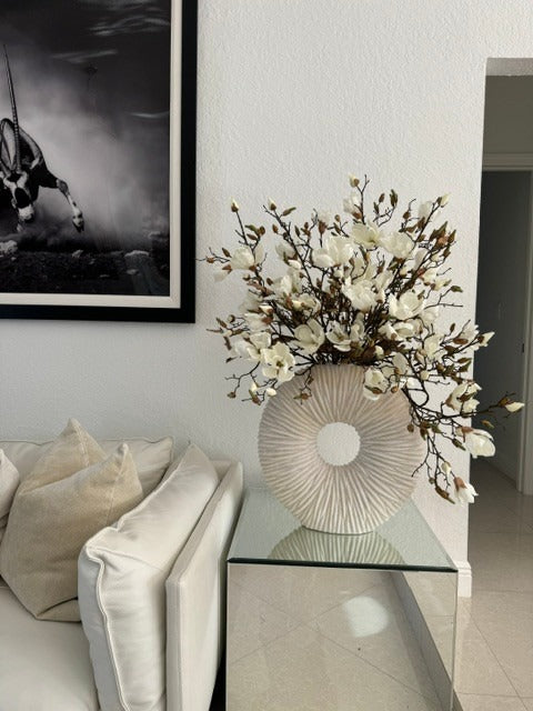 Large Eternity Vase with Magnolias and Driftwood