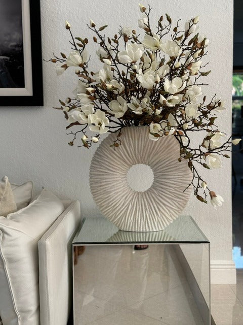 Large Eternity Vase with Magnolias and Driftwood