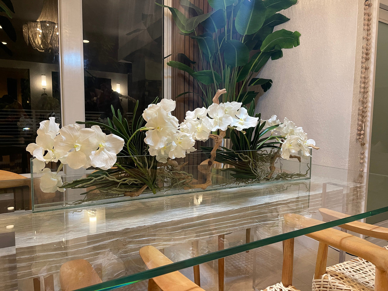 48″ Slim Casa Moderna with White Vanda Orchids.