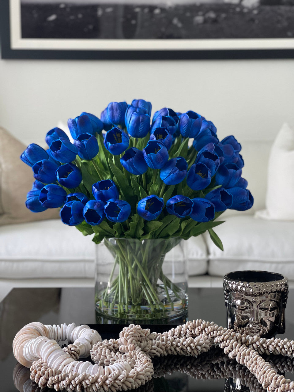 Blue tulip watergarden on oversized rota cylinder