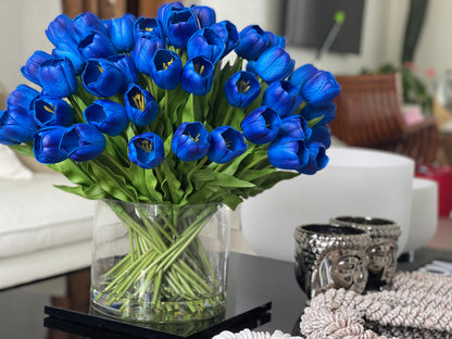 Large Rota Cylinder with Blue Tulips